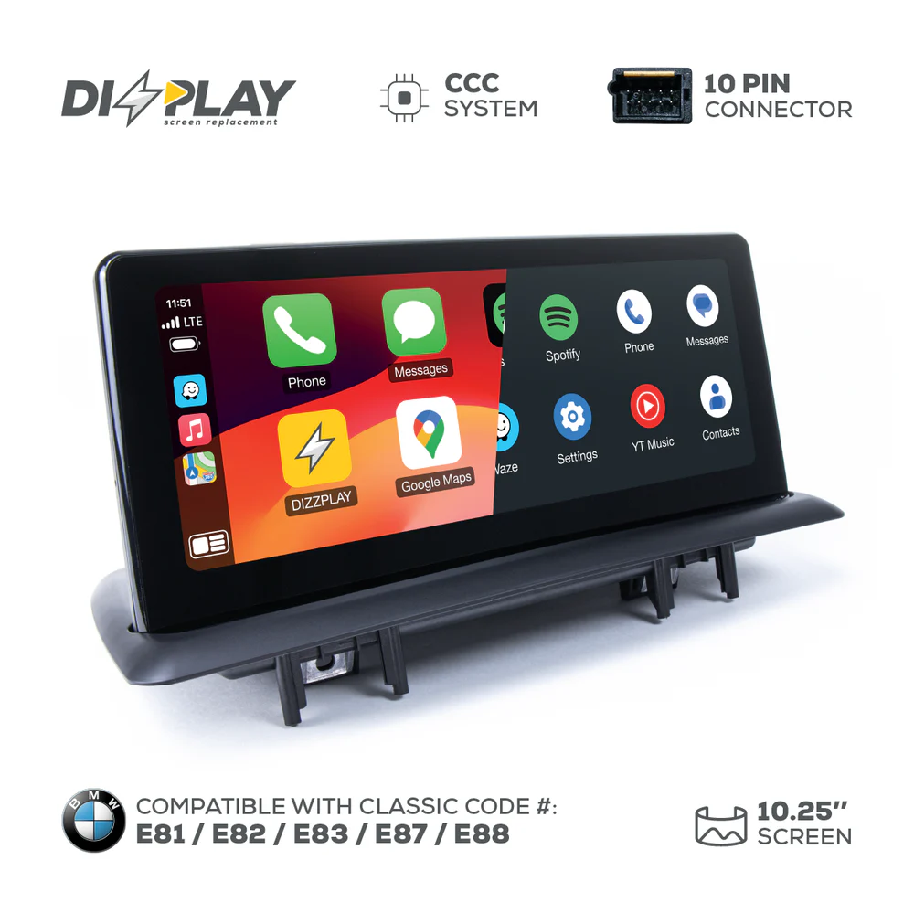 Pantalla multimedia ZZ2 de 10,25'' para BMW Serie 1 (E81/E82/E83/E87/E88) 2004–2008 equipado con el sistema CCC