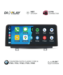 Pantalla multimedia ZZ2 de 10,25" para BMW Serie 3/4 (F30/F31/F32/F33/F80) 2013–2015 equipado con el sistema NBT