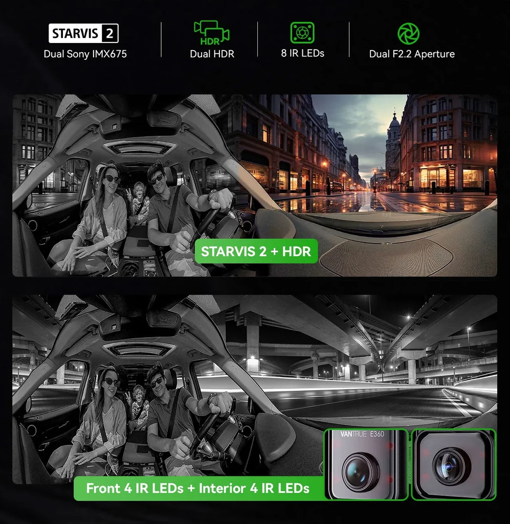 Cámara DVR Vantrue E360 5K con pantalla 1,54", 360º, Wifi y GPS - Imagen 10