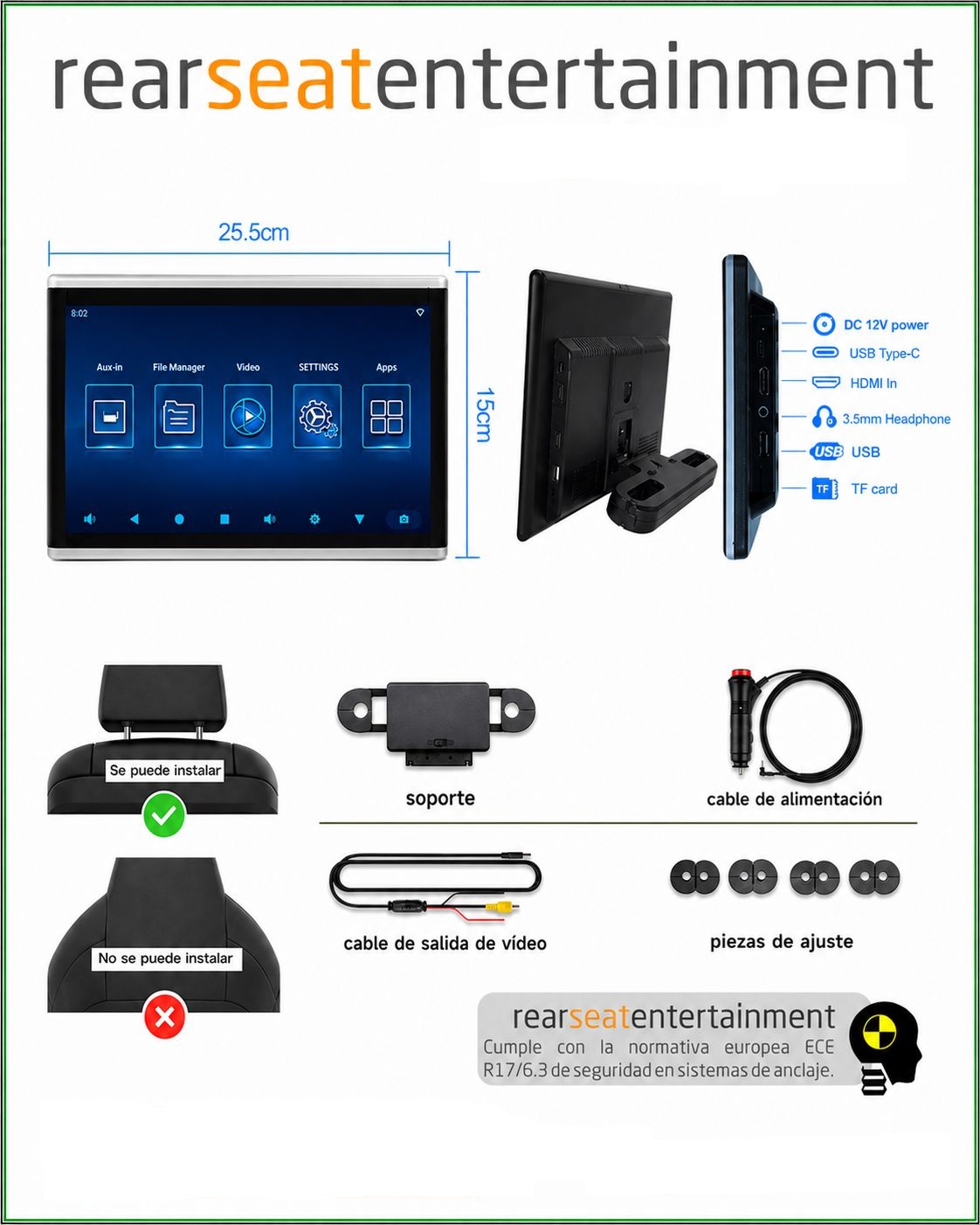 1 MONITOR TRASERO 10,1" ANDROID+WIFFI+USB+HDMI