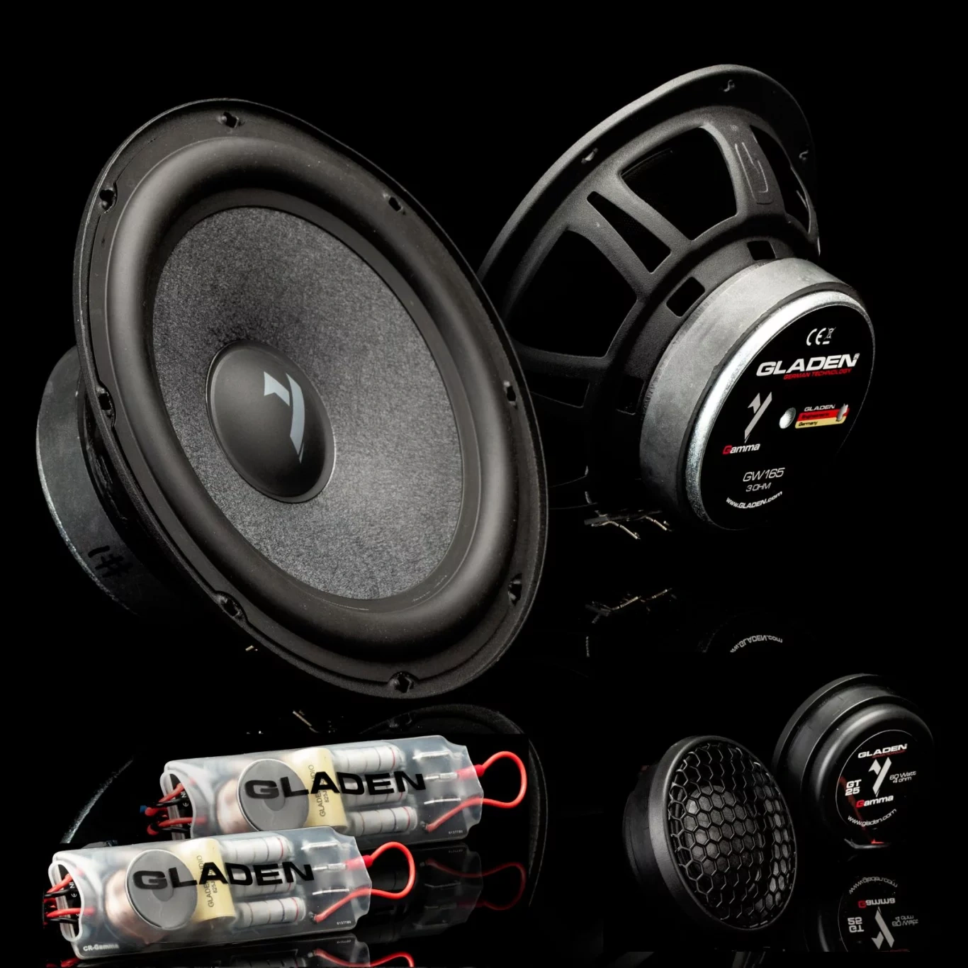 Altavoces Gladen Gamma 165.2 - 2 vias separadas 6,5" 100W RMS 3 Ohmios